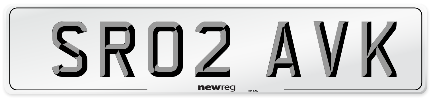 SR02 AVK Number Plate from New Reg